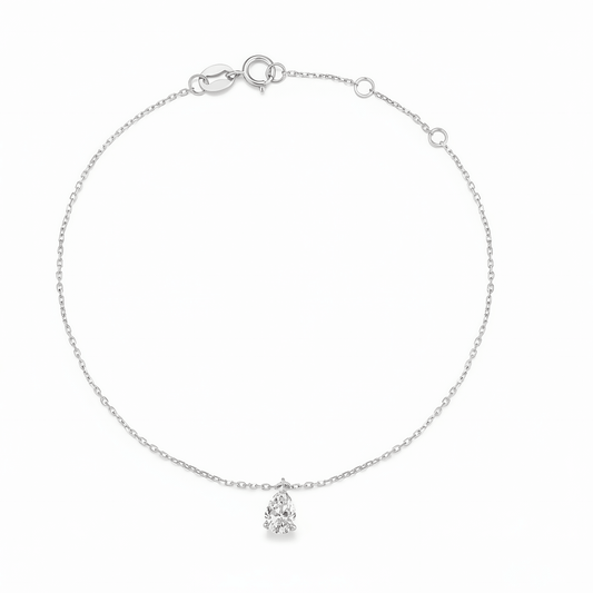 The Pear Solitaire Chain Bracelet - SparkLab Gems