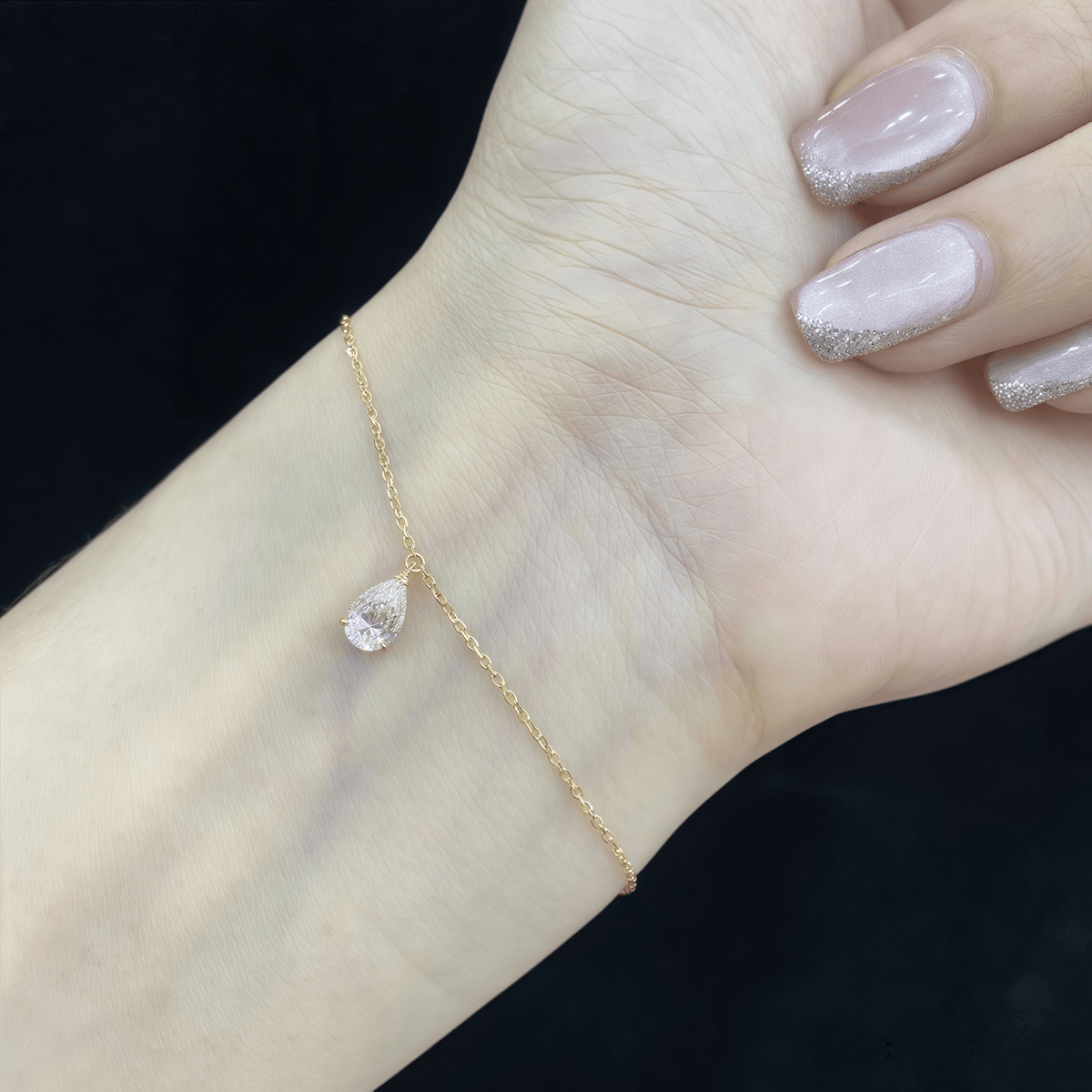 The Pear Solitaire Chain Bracelet - SparkLab Gems