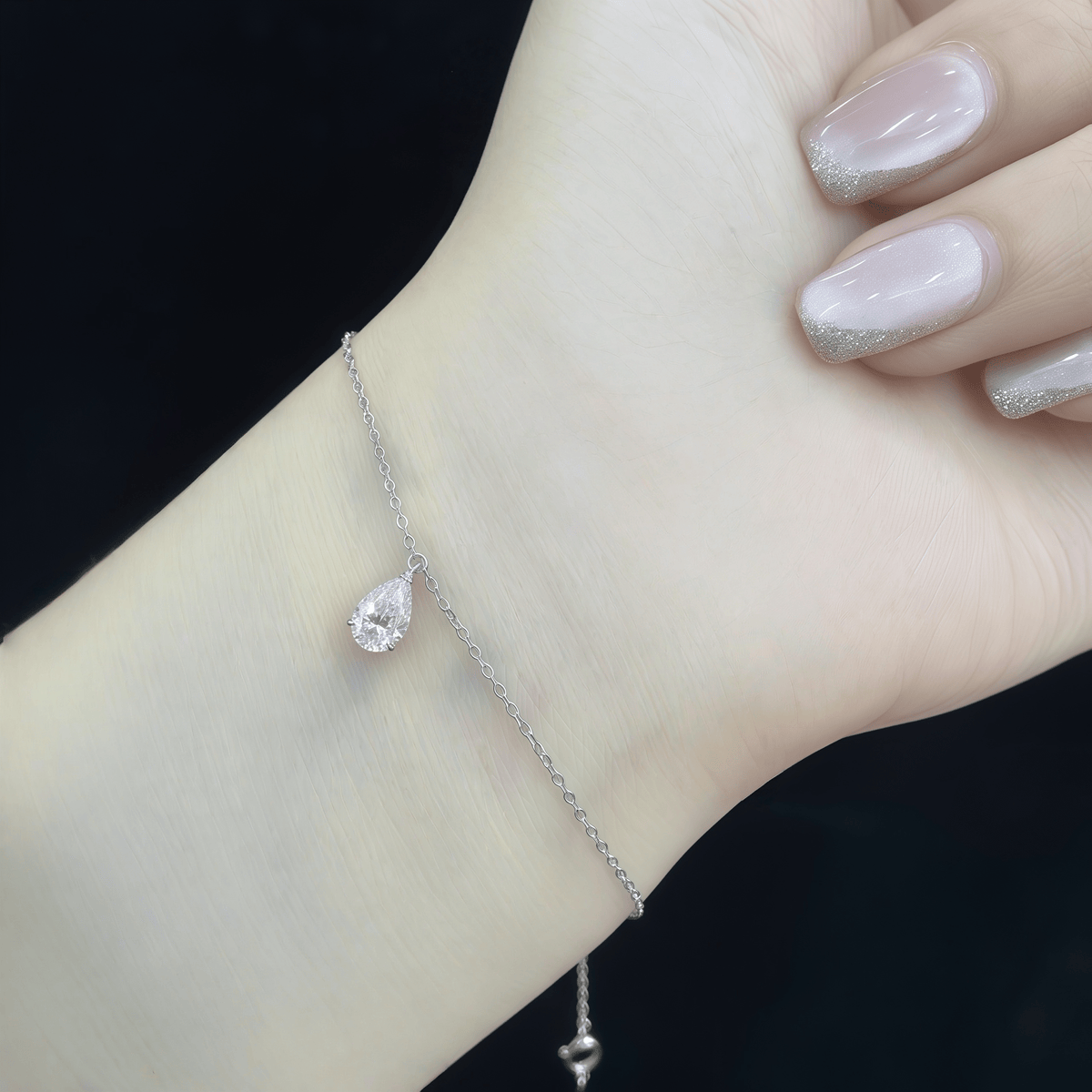The Pear Solitaire Chain Bracelet - SparkLab Gems