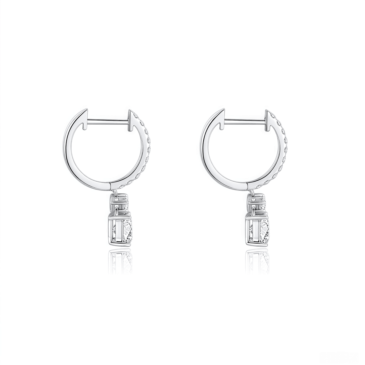The Princess Cut Dangle Huggies - SparkLab Gems