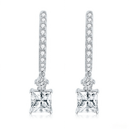 The Princess Cut Dangle Huggies - SparkLab Gems