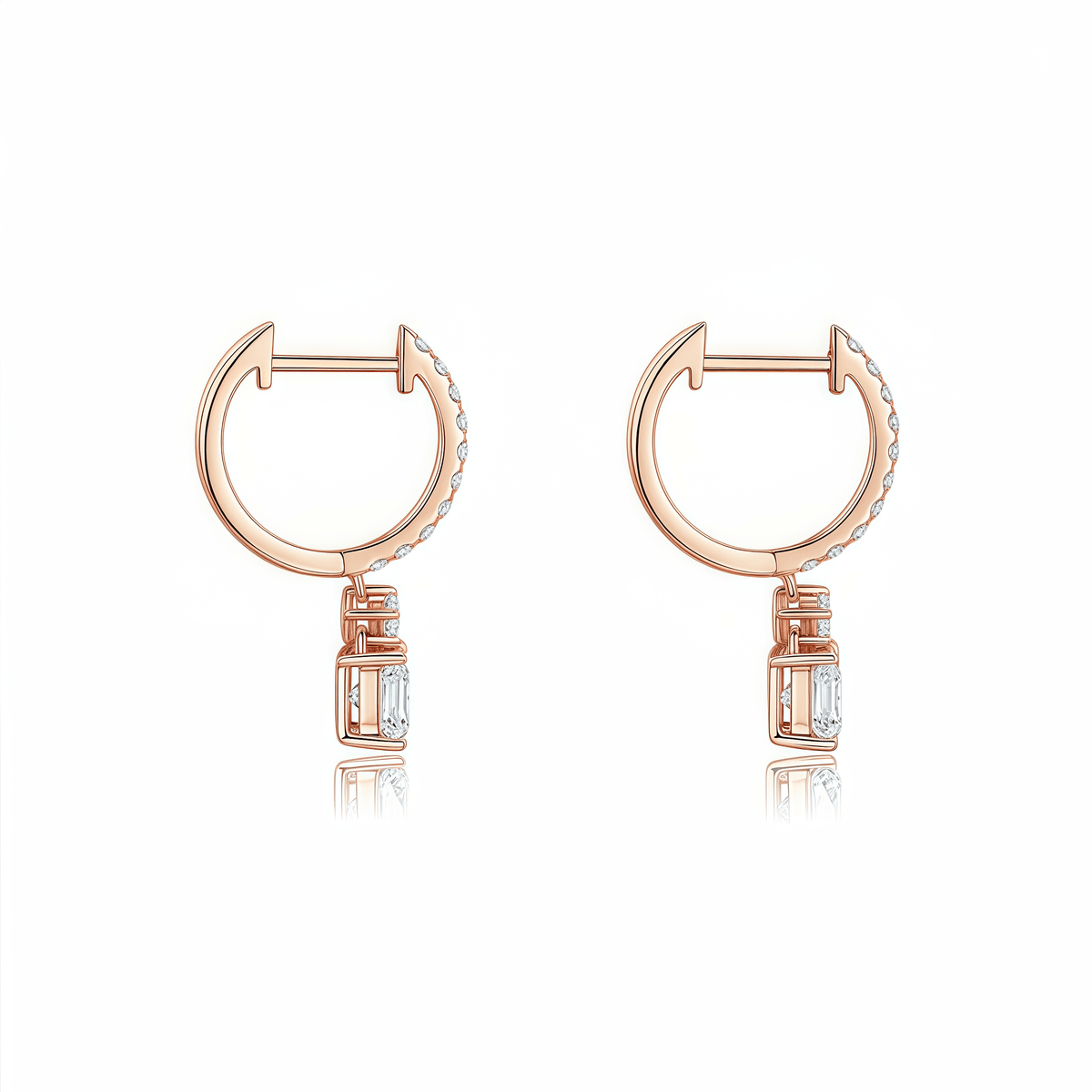 The Princess Cut Dangle Huggies - SparkLab Gems