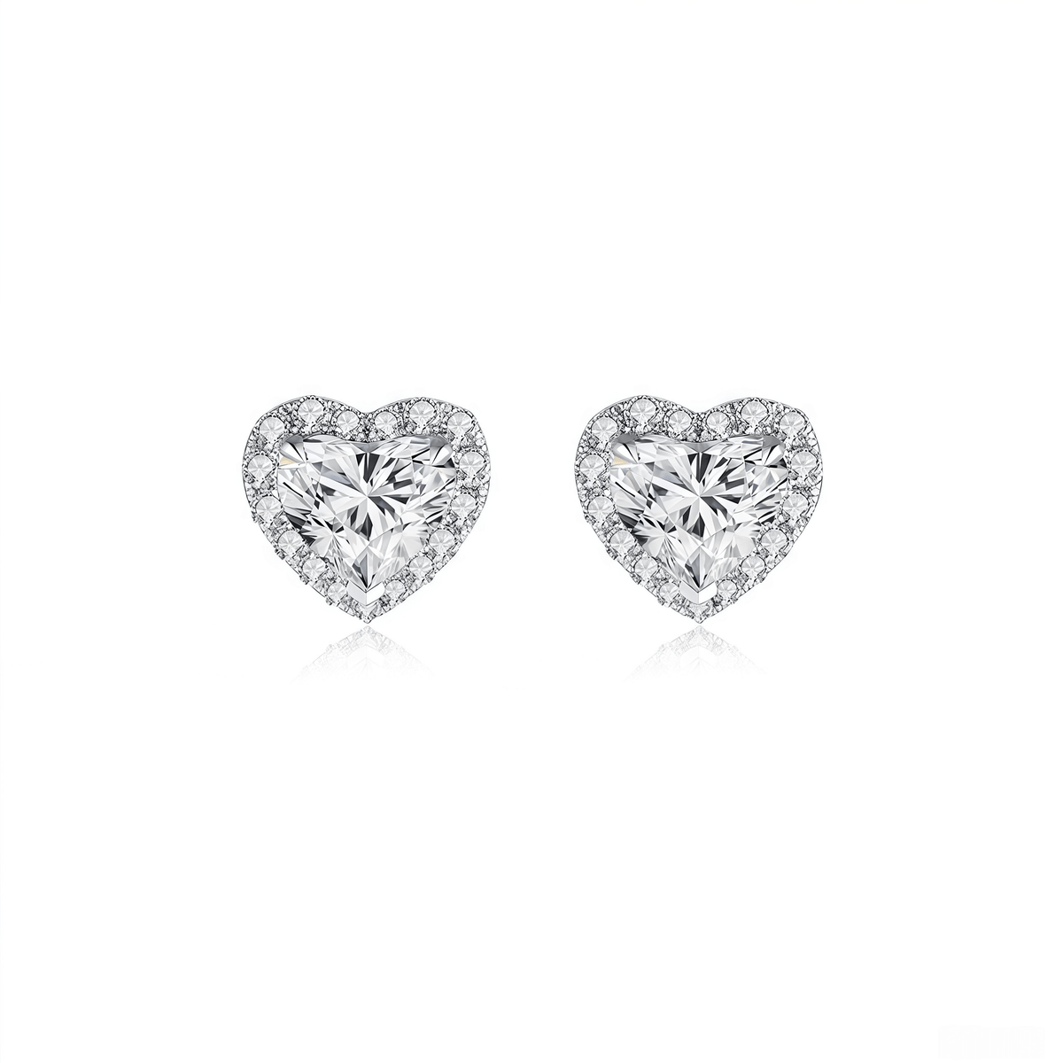 The Romantic Heart Halo Studs - SparkLab Gems