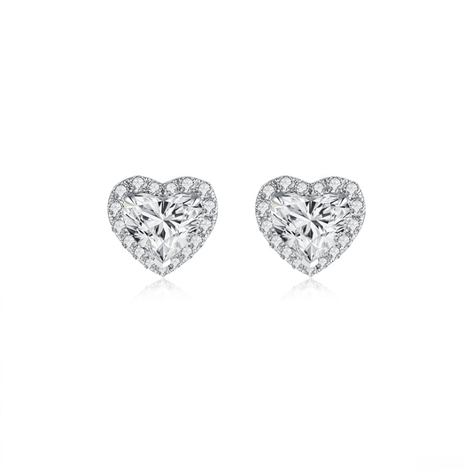 The Romantic Heart Halo Studs - SparkLab Gems