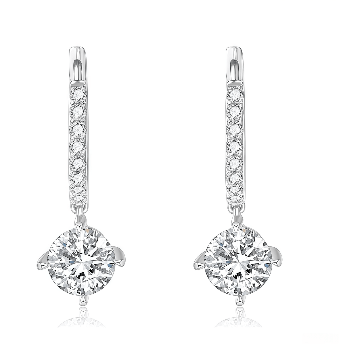 The Round Diamond Drop Huggies - SparkLab Gems