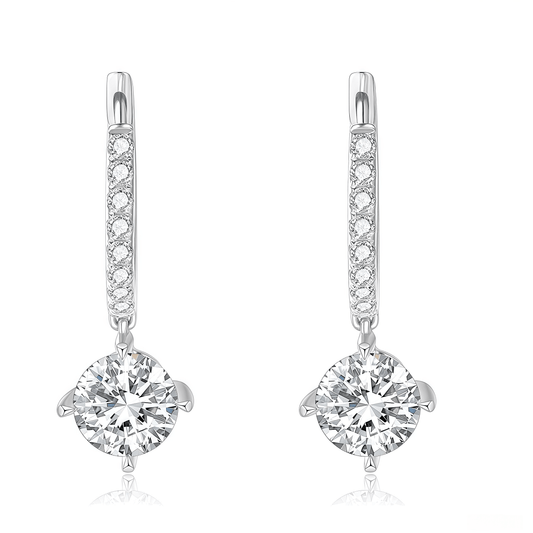 The Round Diamond Drop Huggies - SparkLab Gems