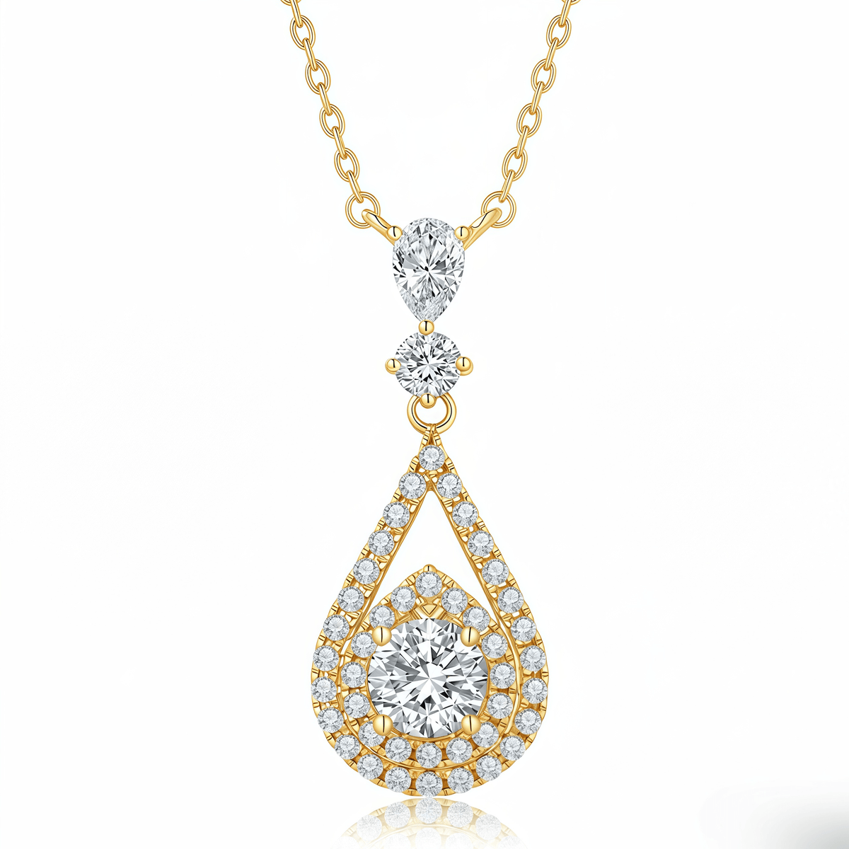 The Royal Pear Halo Drop Necklace - SparkLab Gems