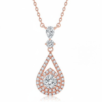 The Royal Pear Halo Drop Necklace - SparkLab Gems