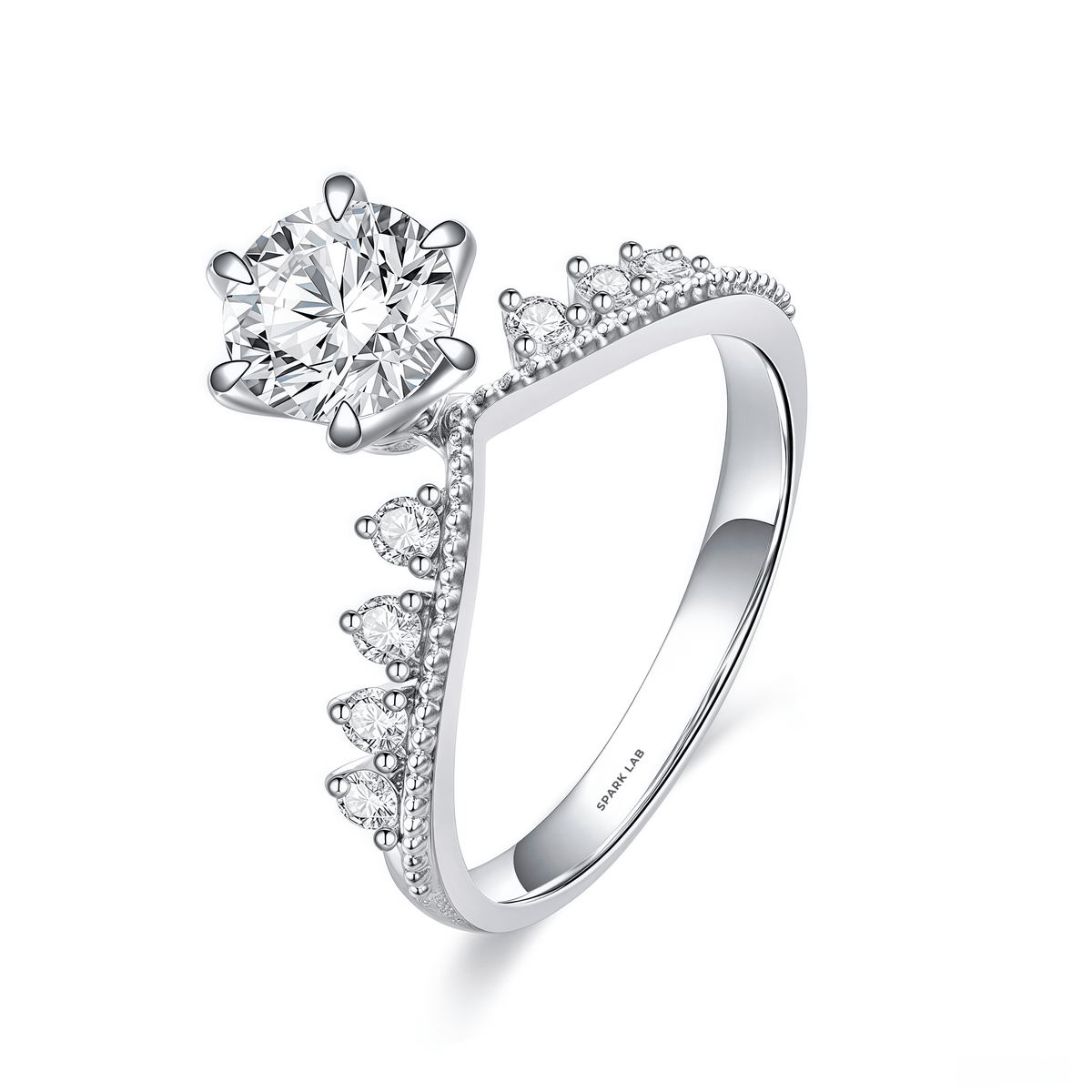 The Royal Tiara Engagement Ring - SparkLab Gems