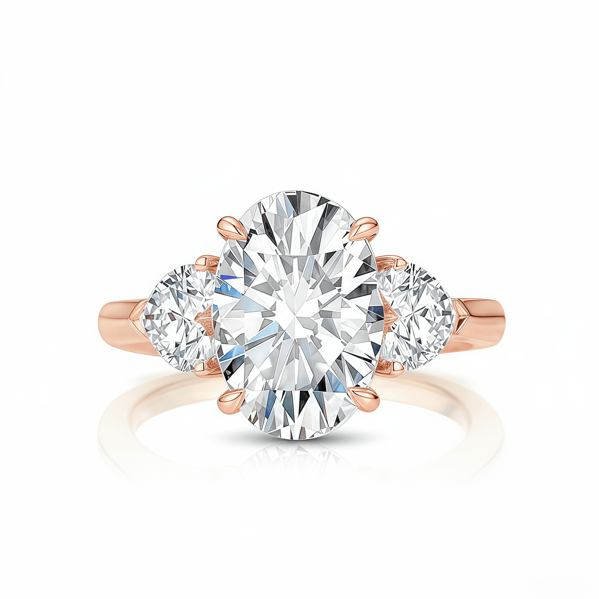 The Valentina - Oval with Heart Side Stones - SparkLab Gems