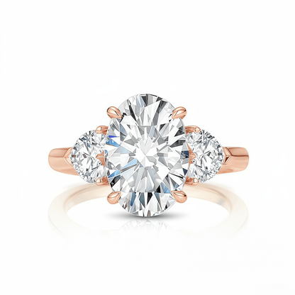The Valentina - Oval with Heart Side Stones - SparkLab Gems