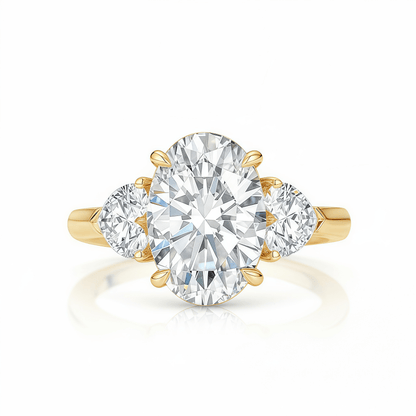 The Valentina - Oval with Heart Side Stones - SparkLab Gems