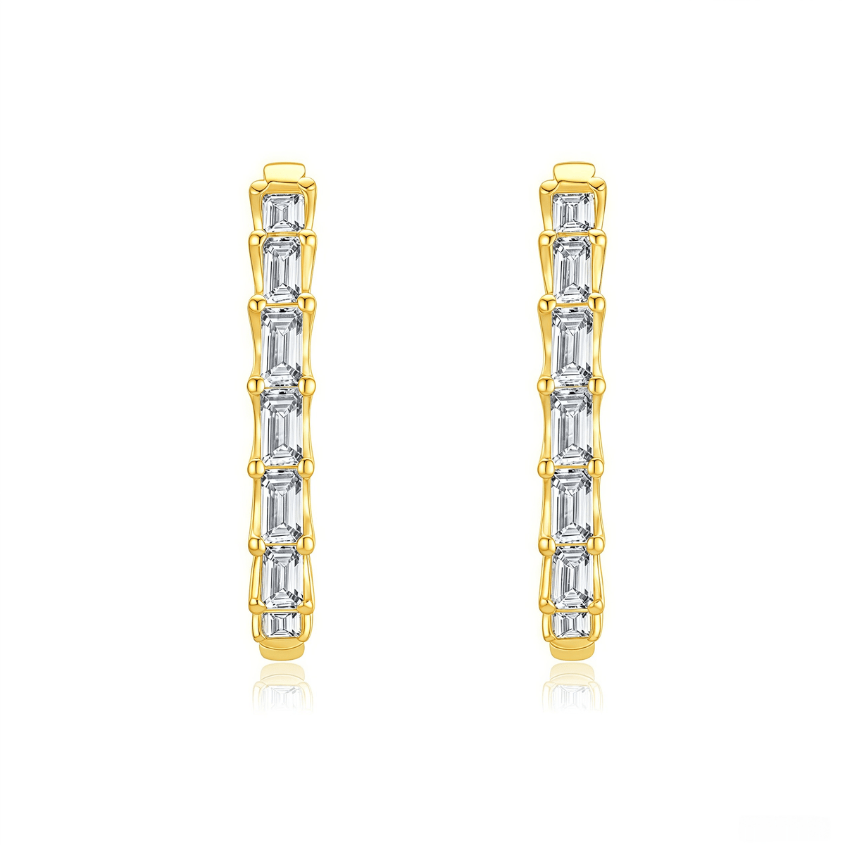The Vertical Step - Cut Hoop Earrings - SparkLab Gems