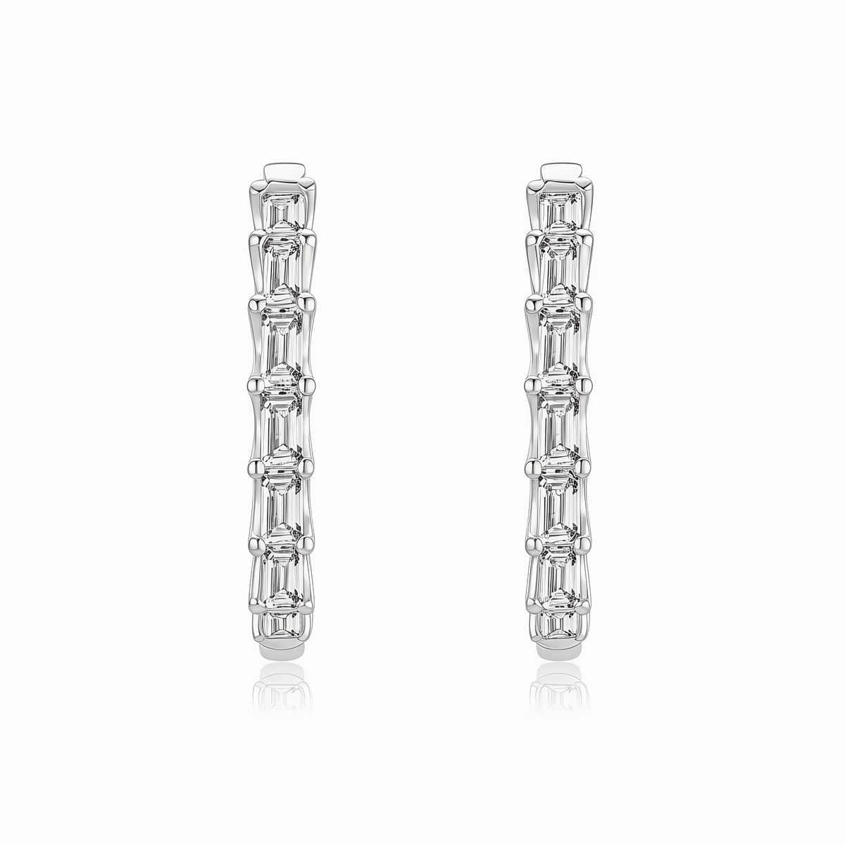 The Vertical Step - Cut Hoop Earrings - SparkLab Gems