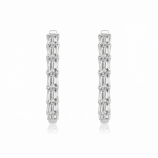 The Vertical Step - Cut Hoop Earrings - SparkLab Gems
