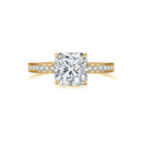 The Victoria - Square Radiant Cathedral Ring with Pave Accents - SparkLab Gems