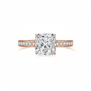 The Victoria - Square Radiant Cathedral Ring with Pave Accents - SparkLab Gems