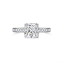 The Victoria - Square Radiant Cathedral Ring with Pave Accents - SparkLab Gems